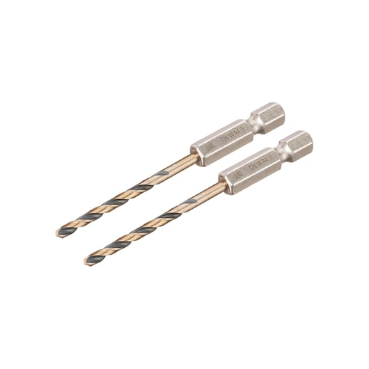Broca de impacto Dewalt (DT20602-QZ) preta e dourada de 3 mm com encaixe hexagonal e aço rápido (HSS).