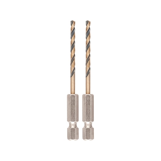 Broca de impacto Dewalt (DT20602-QZ) preta e dourada de 3 mm com encaixe hexagonal e aço rápido (HSS).