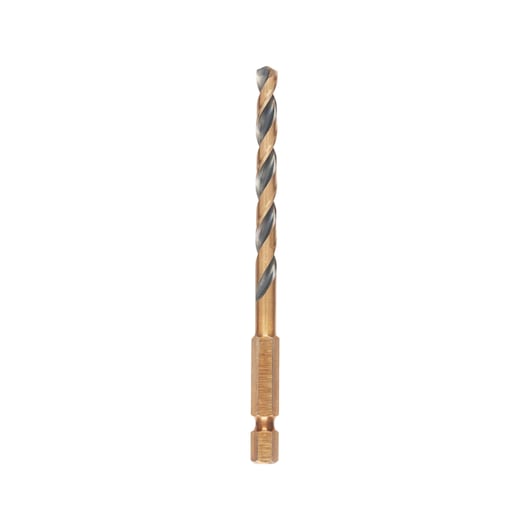 Broca de impacto Dewalt (DT20606-QZ) preta e dourada de 5 mm com encaixe hexagonal em aço rápido (HSS).