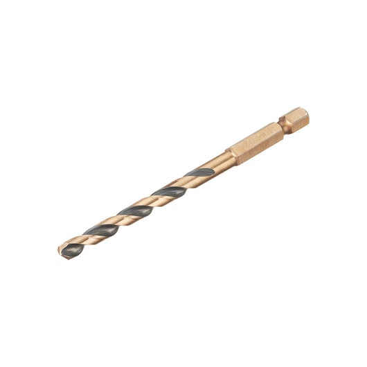 Broca de impacto Dewalt (DT20607-QZ) preta e dourada de 5,5 mm com encaixe hexagonal em aço rápido (HSS).