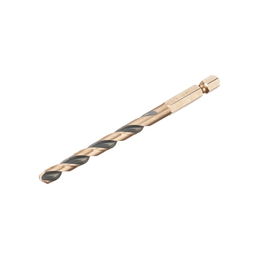 Broca de impacto Dewalt (DT20609-QZ) preta e dourada de 6,5 mm com encaixe hexagonal em aço rápido (HSS).