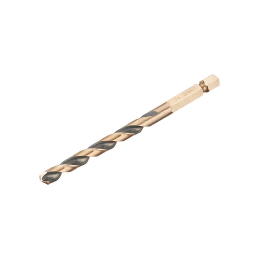 Broca de impacto Dewalt (DT20610-QZ) preta e dourada de 7 mm com encaixe hexagonal e cabo de aço rápido (HSS).
