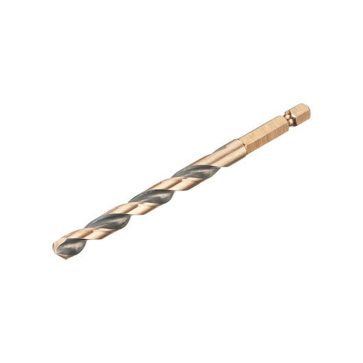 Broca de impacto Dewalt (DT20611-QZ) preta e dourada de 7,5 mm com encaixe hexagonal em aço rápido (HSS).