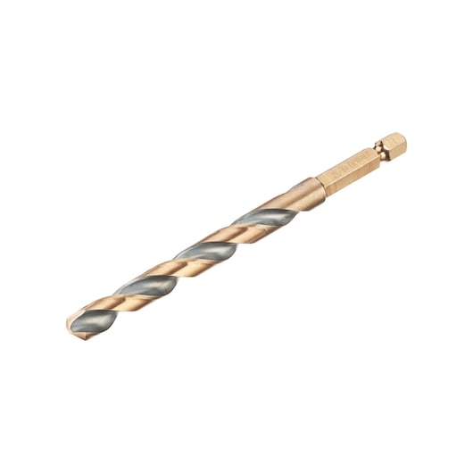 Broca de impacto Dewalt (DT20613-QZ) preta e dourada de 8,5 mm com encaixe hexagonal em aço rápido (HSS).