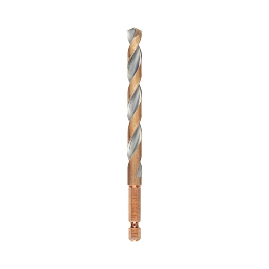 Broca de impacto Dewalt (DT20614-QZ) preta e dourada de 9 mm com encaixe hexagonal e aço rápido (HSS).