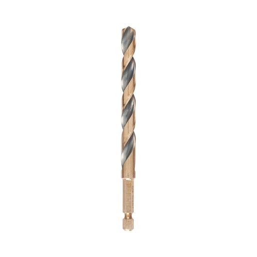 Broca de impacto Dewalt (DT20615-QZ) preta e dourada de 9,5 mm com encaixe hexagonal em aço rápido (HSS).