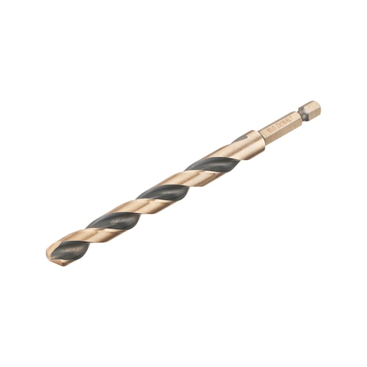 Broca de impacto Dewalt (DT20616-QZ) preta e dourada de 10 mm com encaixe hexagonal em aço rápido (HSS).
