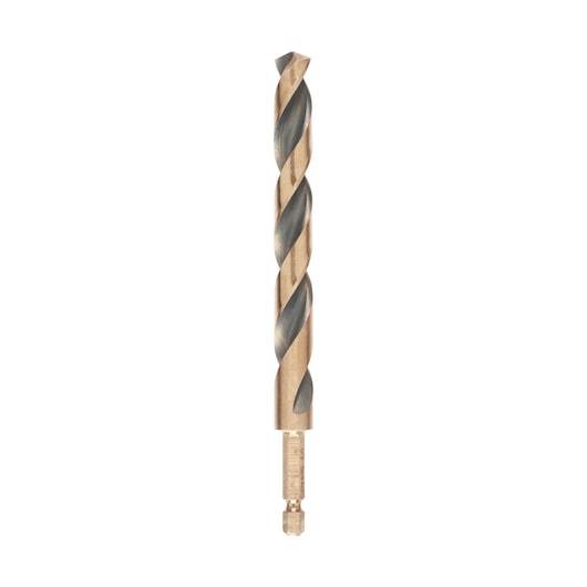 Broca de impacto Dewalt (DT20619-QZ) preta e dourada de 13 mm com encaixe hexagonal em aço rápido (HSS).