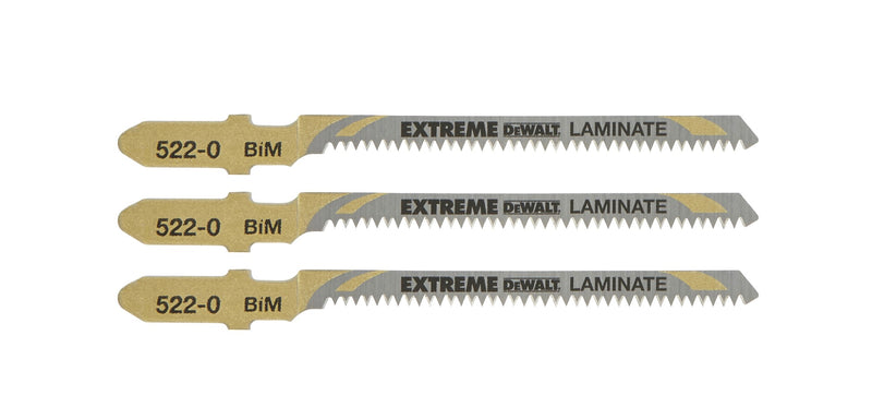 Dewalt (DT2081-QZ) EXTREME 59mm T-Shank Bi Metal Jigsaw Blade Laminate (3 Pk)