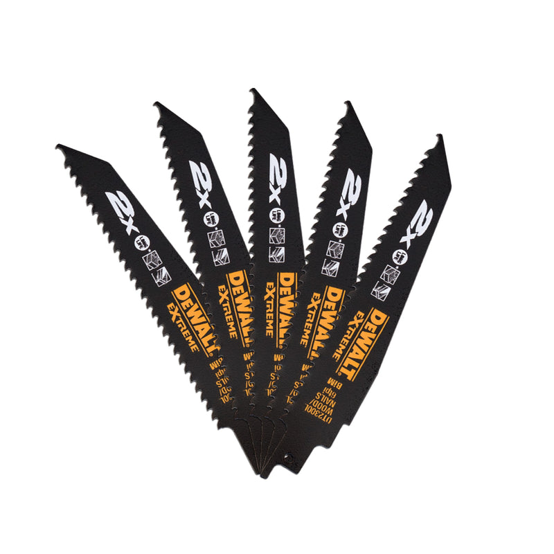 Dewalt (DT2300L-QZ) EXTREME 152mm 6TPI Demolition Wood and Nails Bi-Metal Reciprocating Blade (5 Pk)