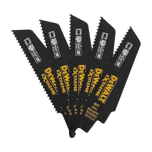 Lâmina de corte recíproca Dewalt (DT2315L-QZ) EXTREME 2X LONG LIFE - Cor: Geral, 100 mm, 10 TPI (Pacote com 5)