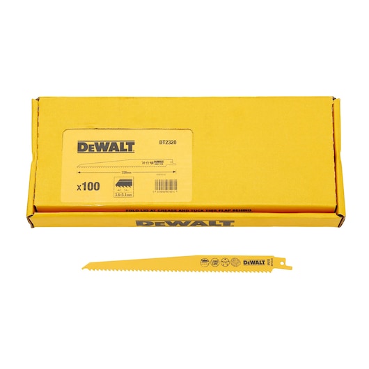 Lâmina de serra recíproca bimetálica para madeira Dewalt (DT2320-QZ) 228 mm 6 TPI (pacote com 5)