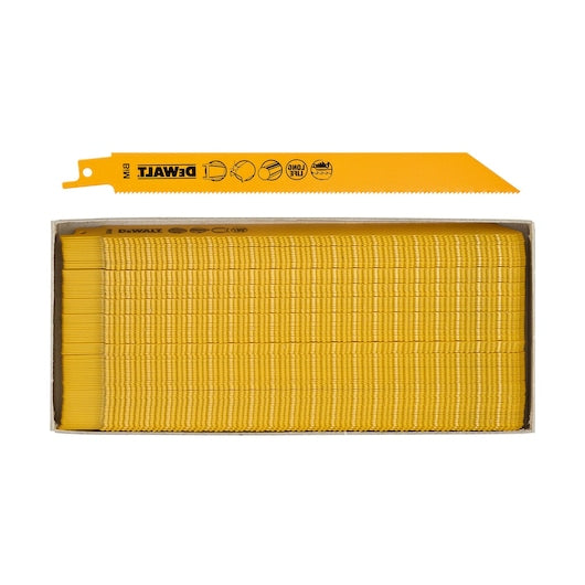 Lâminas de serra recíproca bimetálicas Dewalt (DT2323-QZ) de 203 mm - Para cortes rápidos em metal (pacote com 100)