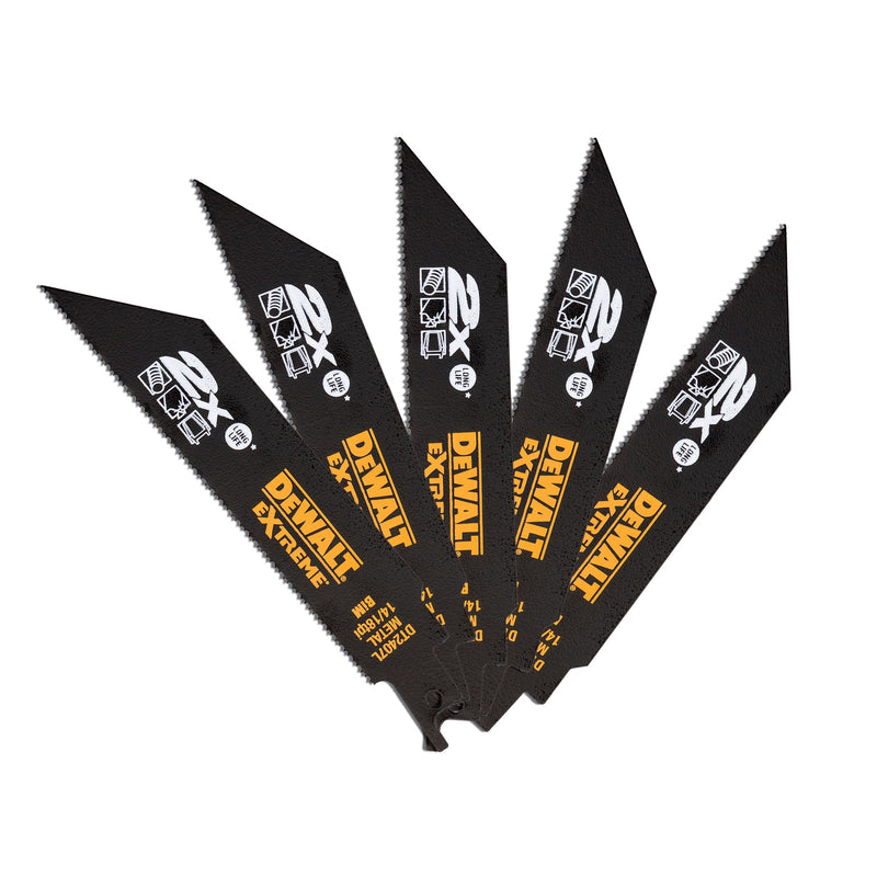 Dewalt (DT2407L-QZ) EXTREME 152mm 14/18TPI Metal Reciprocating Blade (5 Pk)