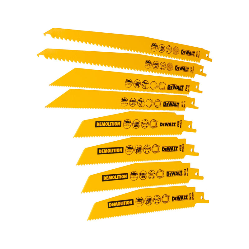 Dewalt (DT2442-QZ) Mixed Bi-Metal Reciprocating Blade Set and Storage Case (8 pcs.)