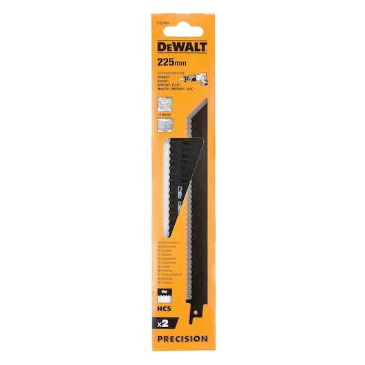 Lâmina de serra recíproca Dewalt (DT2450-QZ) de 225 mm com isolamento de fibra 6TPI (pacote com 2)