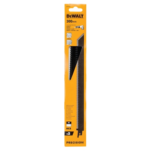 Lâmina de serra recíproca Dewalt (DT2451-QZ) de 300 mm com isolamento de fibra 6TPI (pacote com 2)