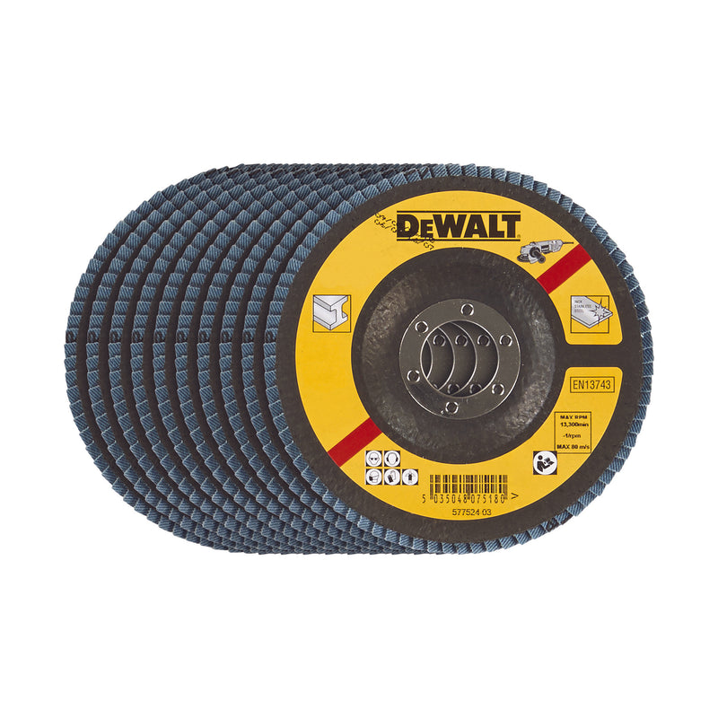Dewalt (DT3256-QZ) EXTREME 115mm 60P T29 Angled Zirconium Oxide Flap Disc (10 Pk)