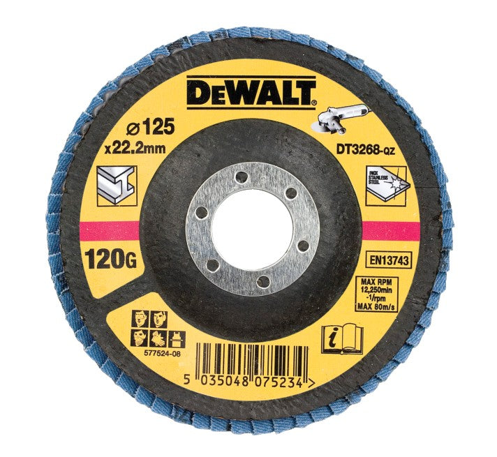 Disco de láminas de óxido de circonio Dewalt (DT3268-QZ) de 125 mm, 120P T29 (paquete de 10)