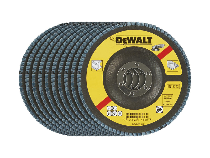 Dewalt (DT3294-QZ) 115mm 80P T27 Zirconium Oxide Flap Disc (10 Pk)