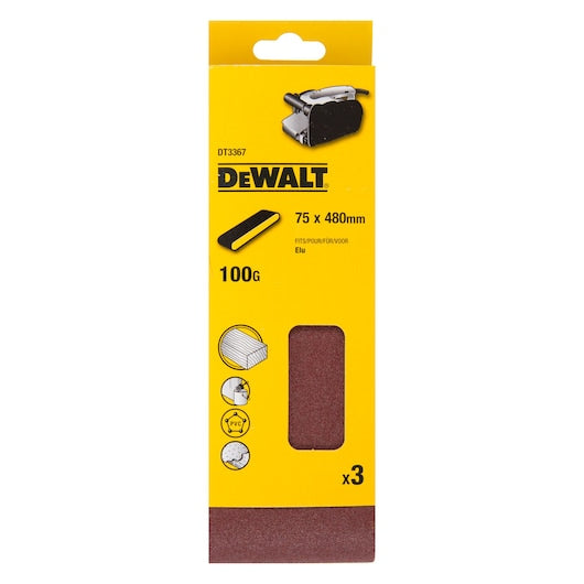 Lixa de cinta multiuso Dewalt (DT3367-QZ) 75 mm x 480 mm 100P (pacote com 3)