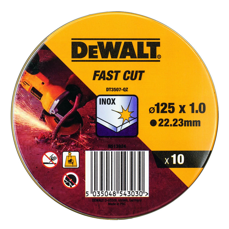Disco de corte Dewalt (DT3507-QZ) 125 mm x 1 mm (10 unidades)