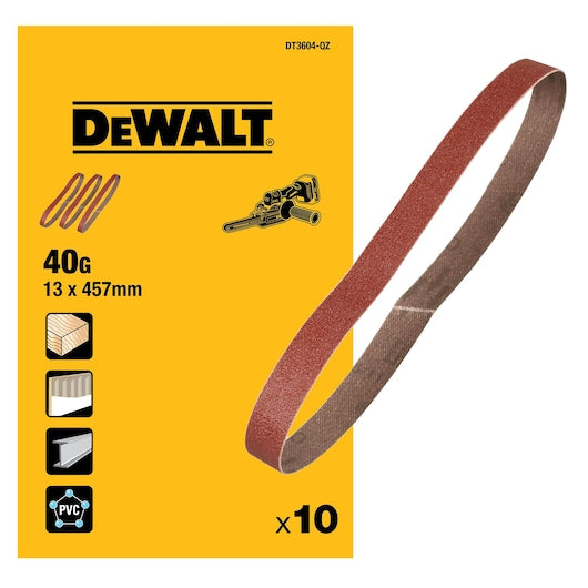 Lixa de cinta Dewalt (DT3604-QZ) 13mm x 457mm 40P (pacote com 10)