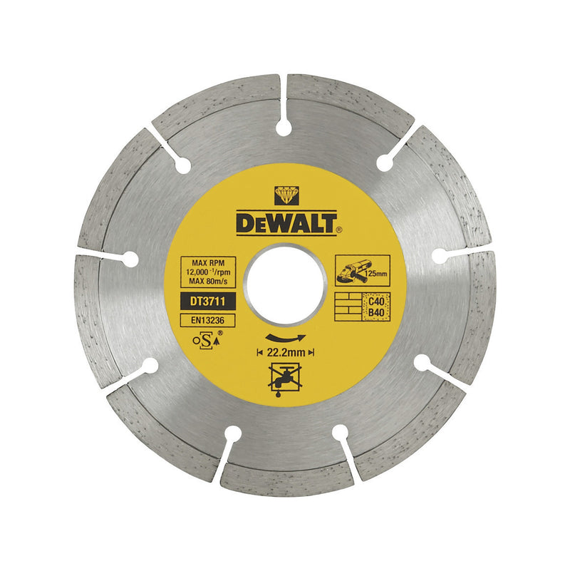 Dewalt (DT3711-QZ) Roda diamantada segmentada para todos os fins de 125 mm x 22,23 mm x 1,8 mm
