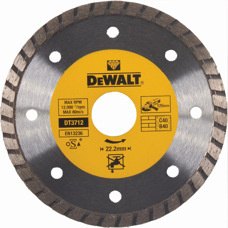 Dewalt (DT3712-QZ) 125mm x 22.23mm x 2.2 mm Turbo All Purpose Diamond Wheel