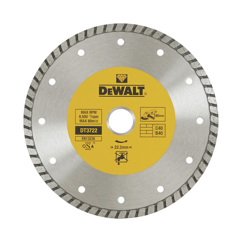 Dewalt (DT3722-QZ) 180mm x 22.23mm Turbo All Purpose Diamond Wheel
