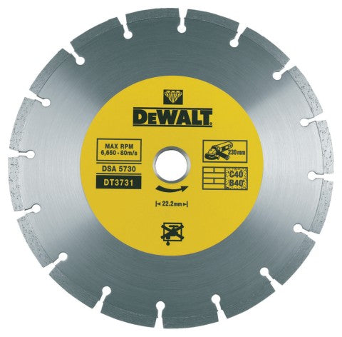 Dewalt (DT3731-QZ) Roda diamantada segmentada para todos os fins de 230 mm x 22,23 mm