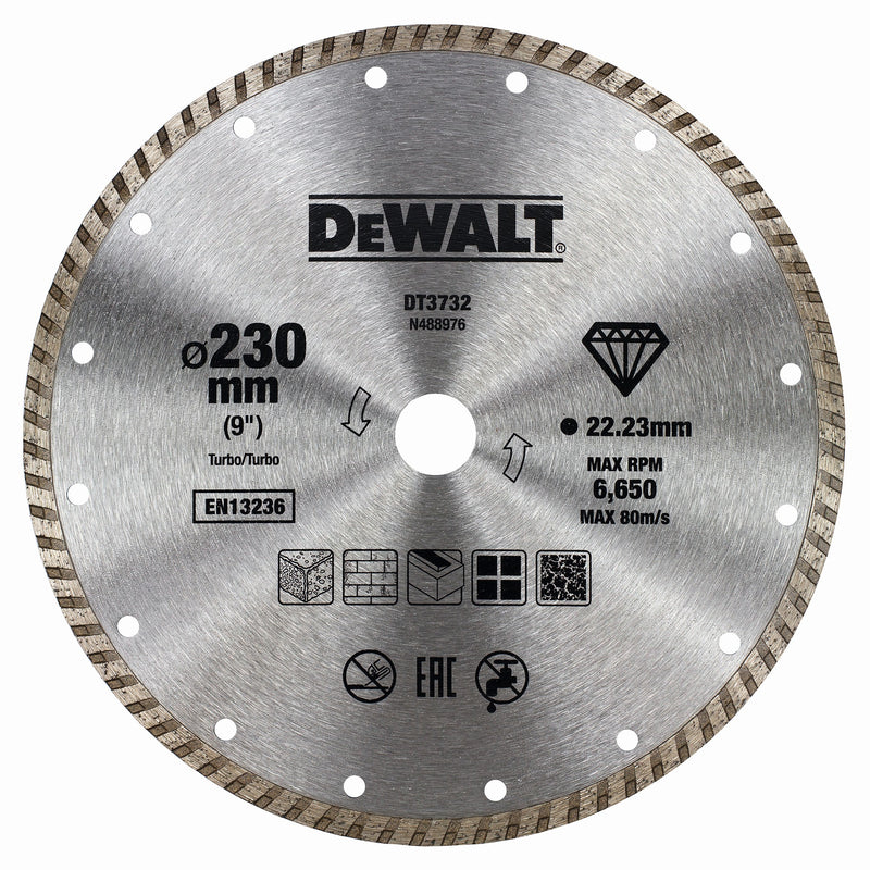 Dewalt (DT3732-QZ) Jante multifunções turbo diamantada de 230 mm x 22,23 mm