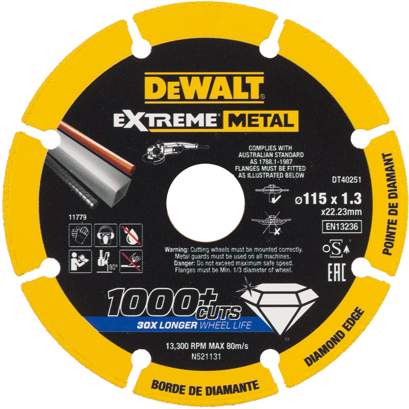 Dewalt (DT40251-QZ) EXTREME 115mm x 22.23mm x 1.3mm Diamond Disc