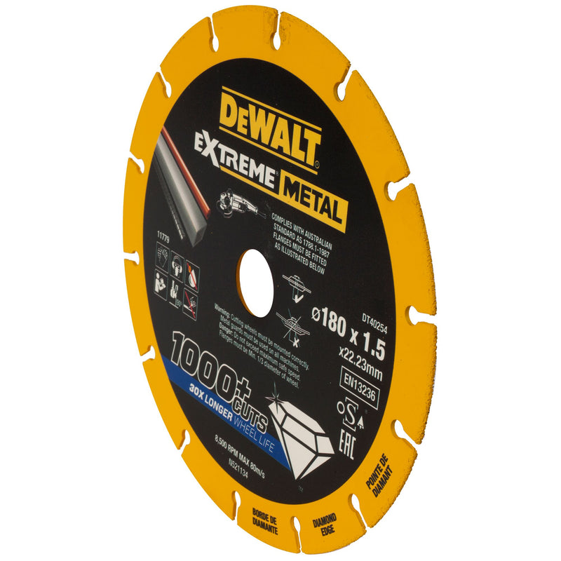 Disco de diamante Dewalt (DT40254-QZ) EXTREME de 180 mm x 22,23 mm x 1,5 mm