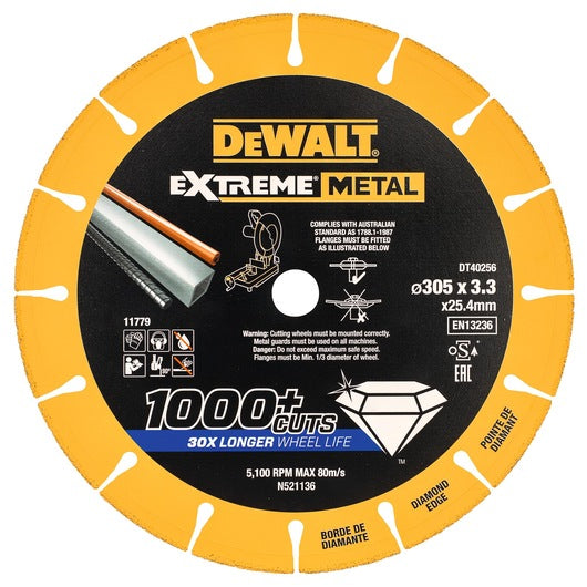 Disco diamantado Dewalt (DT40256-QZ) EXTREME® 300 mm x 25,4 mm x 3,3 mm