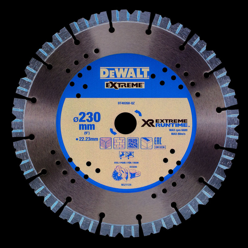 Disco diamantado segmentado multiusos Dewalt (DT40260-QZ) XR EXTREME RUNTIME 230 mm x 22,23 mm