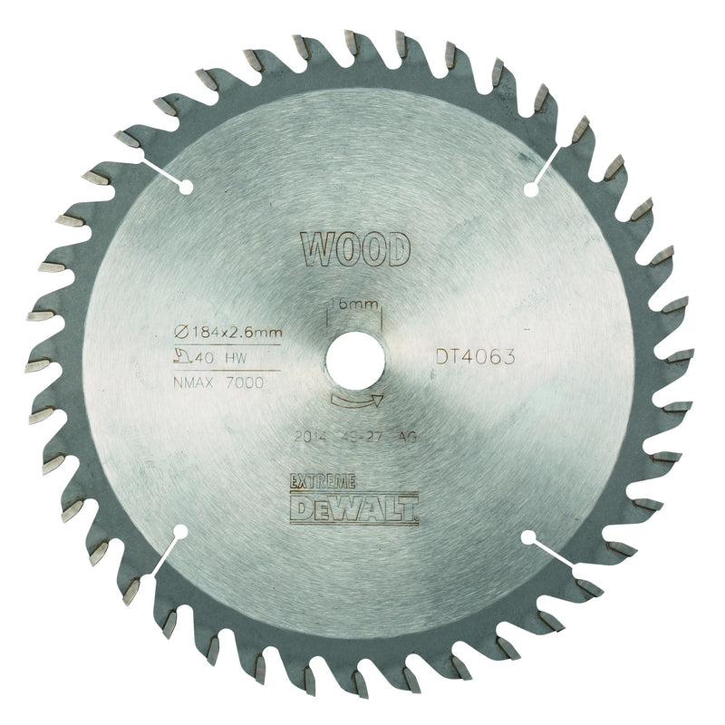 Dewalt (DT4063-QZ) EXTREME 184mm x 16mm 40T Workshop Circular Saw Blade
