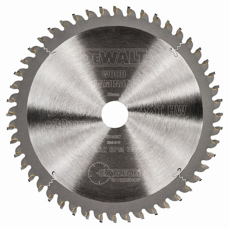 Dewalt (DT4087-QZ) EXTREME Disco de sierra circular para taller, 165 mm x 20 mm, 48 dientes
