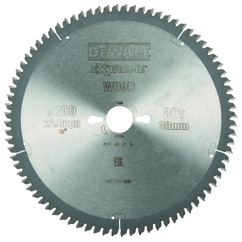 Dewalt (DT4280-QZ) EXTREME 260mm x 30mm 80T Workshop Circular Saw Blade