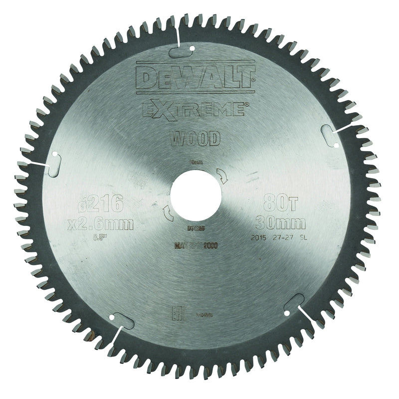 Dewalt (DT4286-QZ) EXTREME 216mm x 30mm 80T Workshop Circular Saw Blade