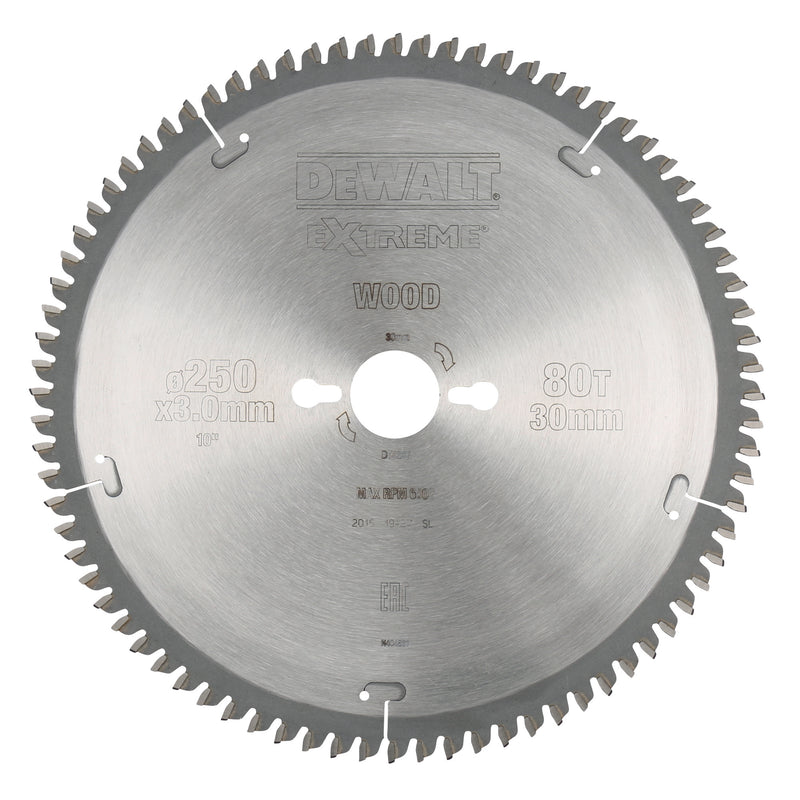 Dewalt (DT4287-QZ) EXTREME 250mm x 30mm 80T Workshop Circular Saw Blade