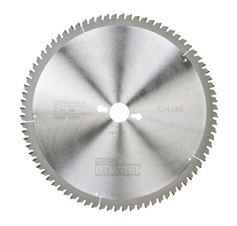 Dewalt (DT4288-QZ) EXTREME Hoja de sierra circular para taller de 305 mm x 30 mm con 80 dientes