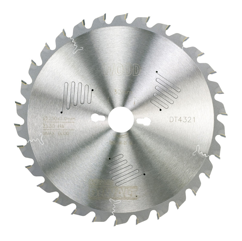 Dewalt (DT4321-QZ) EXTREME 250mm x 30mm 30T Workshop Circular Saw Blade