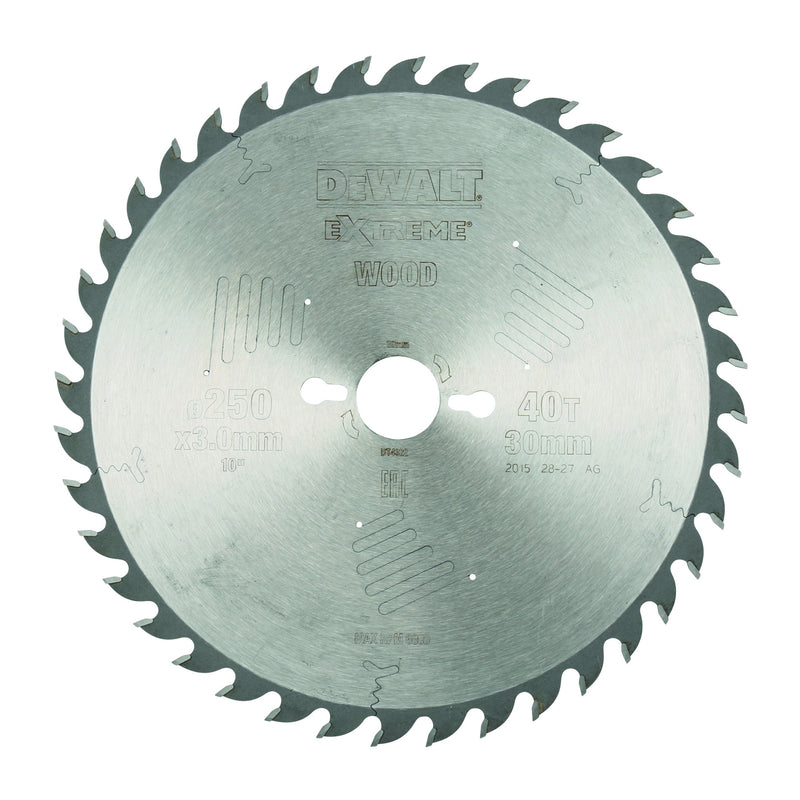 Dewalt (DT4322-QZ) EXTREME 250mm x 30mm 40T Workshop Circular Saw Blade