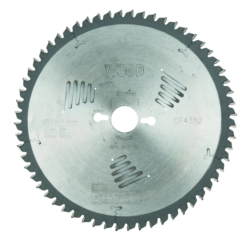 Dewalt (DT4352-QZ) EXTREME 250mm x 30mm 60T Workshop Circular Saw Blade