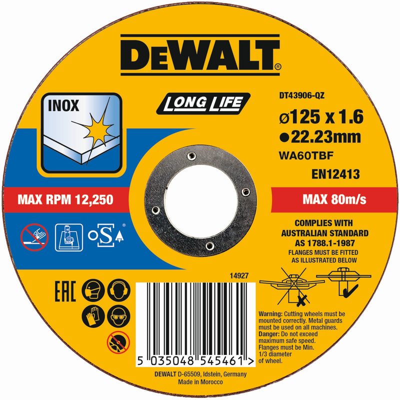Broca de corte Dewalt (DT43906-QZ) EXTREME 125 x 1,6 x 22,23 mm para aço inoxidável