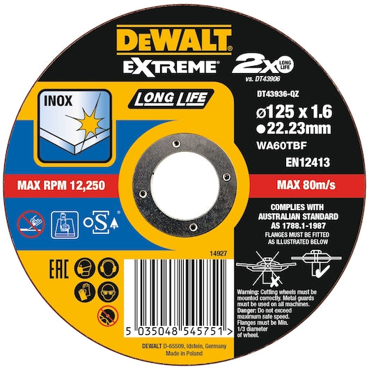 Disco de corte de longa duração Dewalt (DT43936-QZ) EXTREME OSA