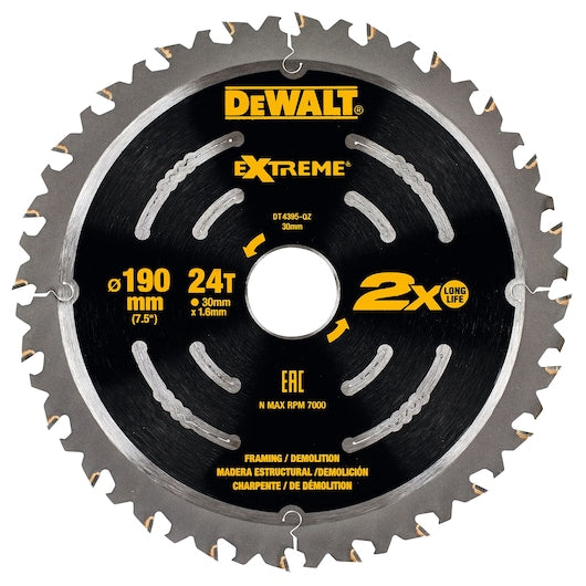 Lâmina de demolição Dewalt (DT4395-QZ) EXTREME® 190 mm x 30 mm 24 dentes (pacote com 2)