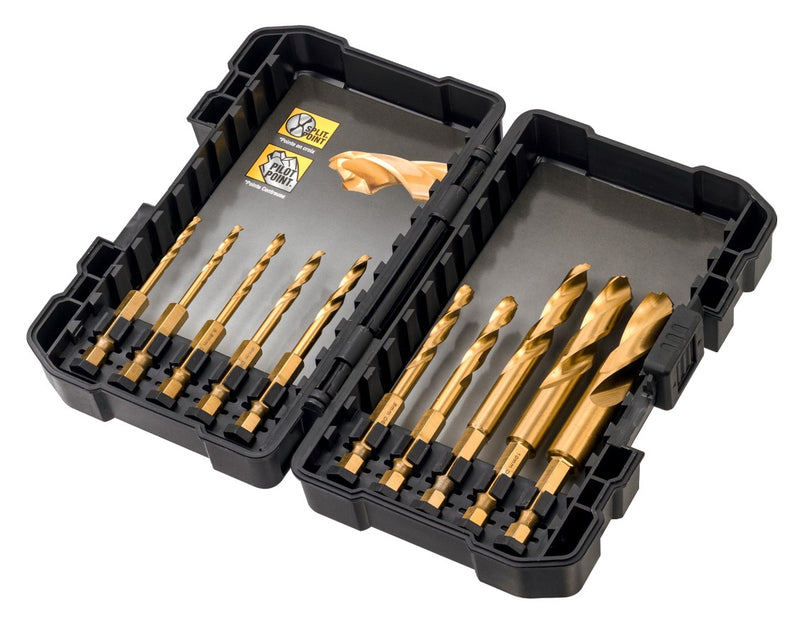 Conjunto de brocas de impacto Dewalt (DT50050-QZ) com revestimento de titânio para metal, em estojo pequeno TOUGHCOSE+.