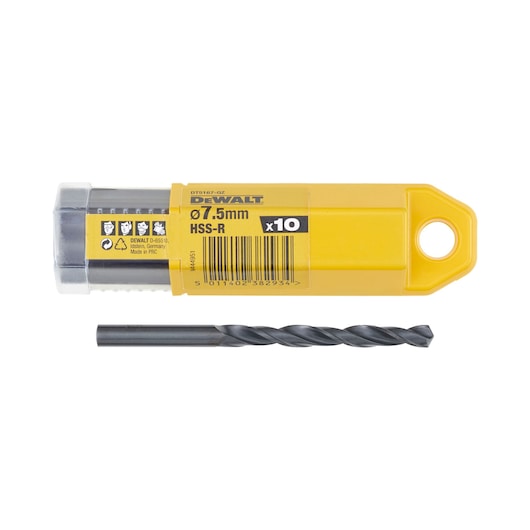 Broca para metal Dewalt (DT5167-QZ) 7,5 mm HSS-R com acabamento em óxido preto (pacote com 10)